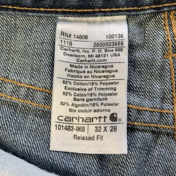Carhartt Mens Relaxed Fit Blue Jeans Straight Med Wash Size 32 x 28 - Picture 11 of 14